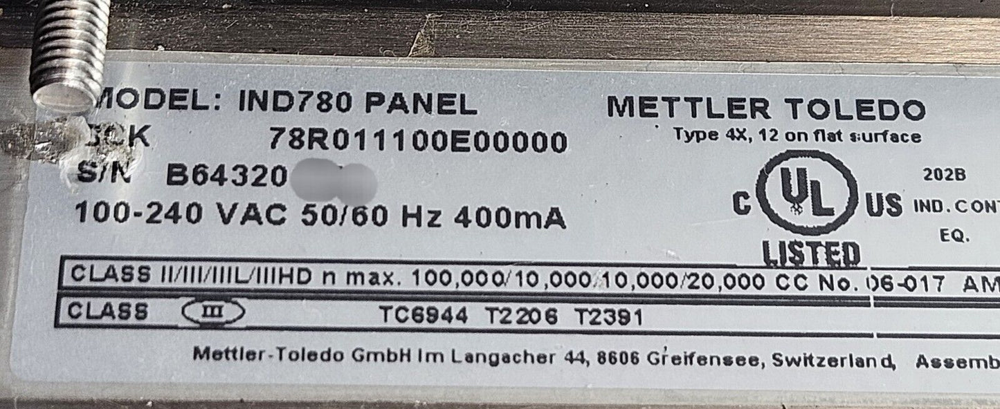 Mettler Toledo IND780 Weighing Terminal                                  loc1C41