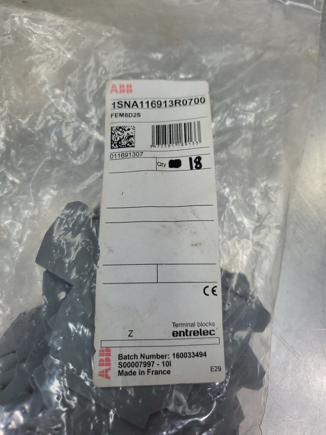 ABB/Entrelec 1SNA116913R0700 Terminal End Plate, Lot of 18.                4D-13