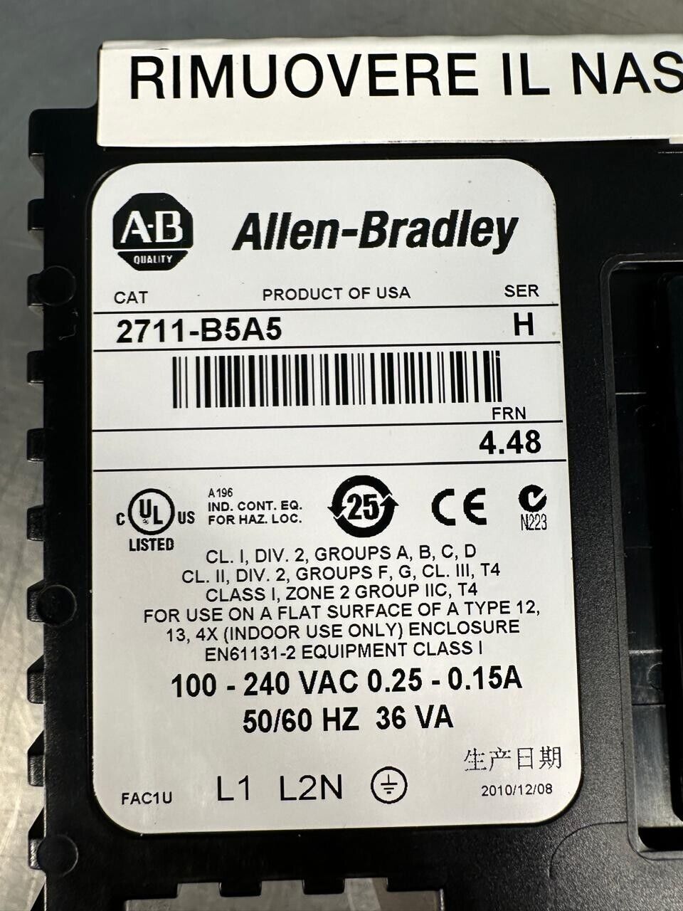 Allen Bradley 2711-B5A5 PanelView 550 Series H   (1B-31)