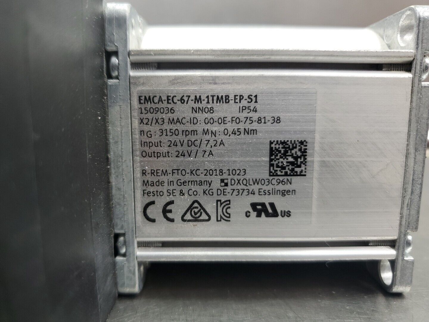 FESTO EMCA-EC-67-M-1TMB-EP-SI 24VDC Controller Motor, (1509036)          6D-19