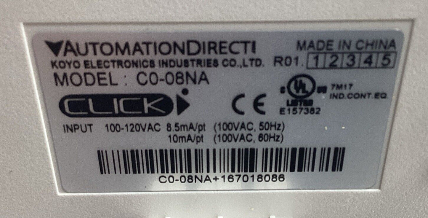 AUTOMATIONDIRECT CLICK  C0-08NA  INPUT MODULE 100-120V-10mA      3E-36