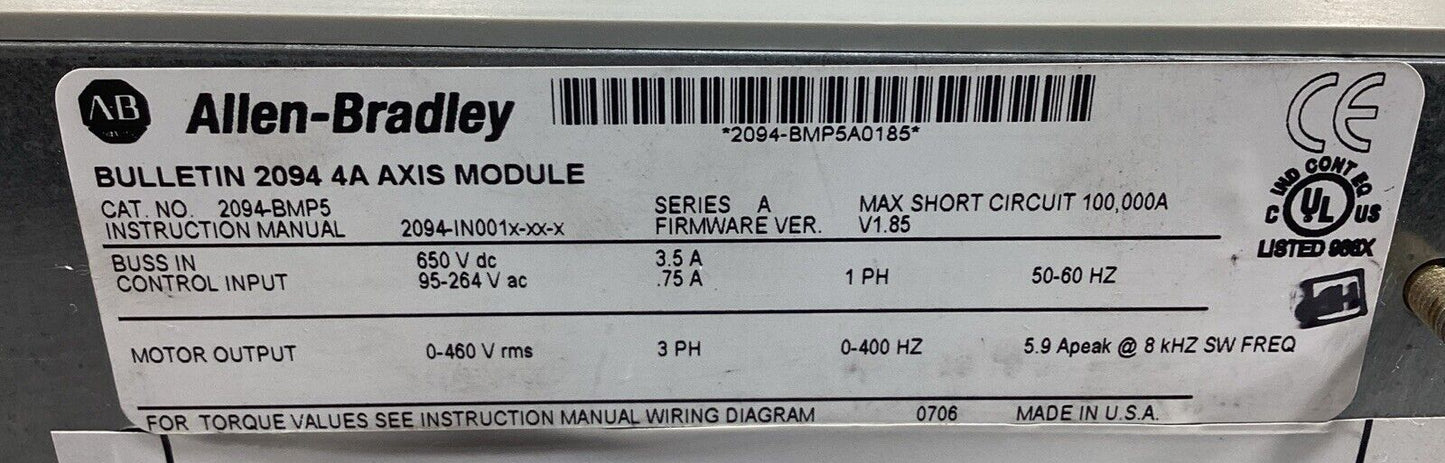 Allen-Bradley  2094BMP5 /A  4A Axis Module       1-D1