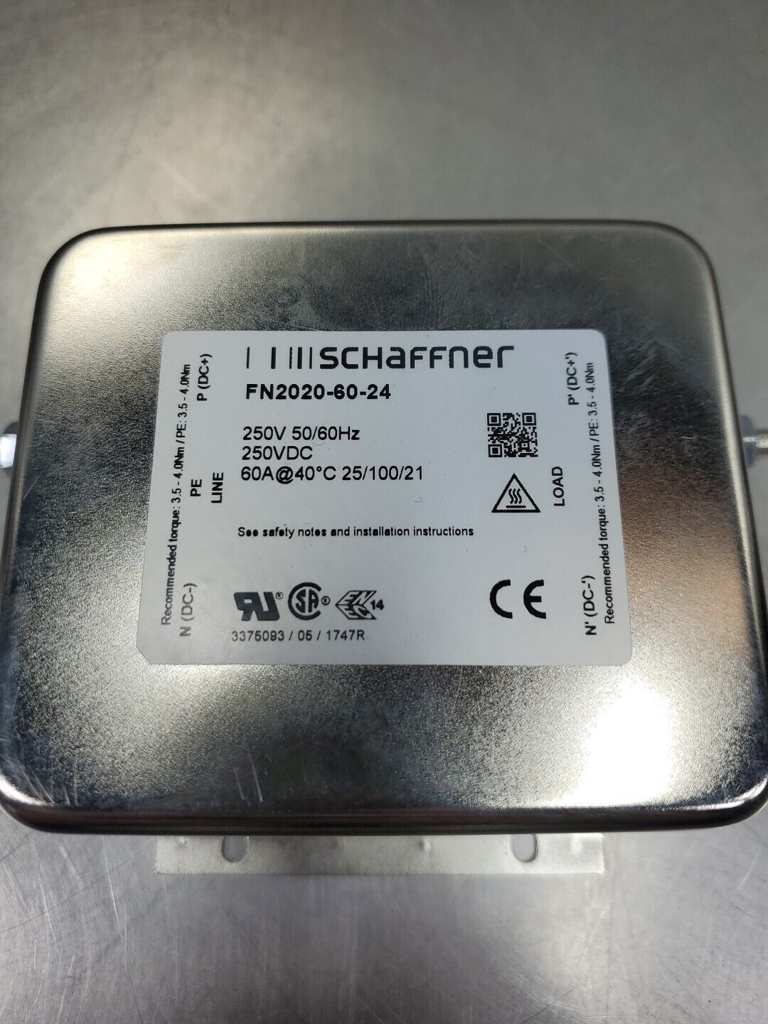 Schaffner FN2020-60-24 Filter, 250V, 60A.                                  4D-28