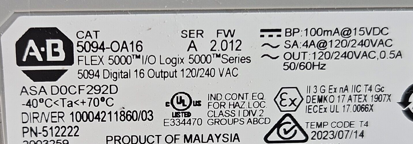 Allen Bradley 5094-OA16 Ser A  Flex 5000 Digital 16 Output                loc4E7