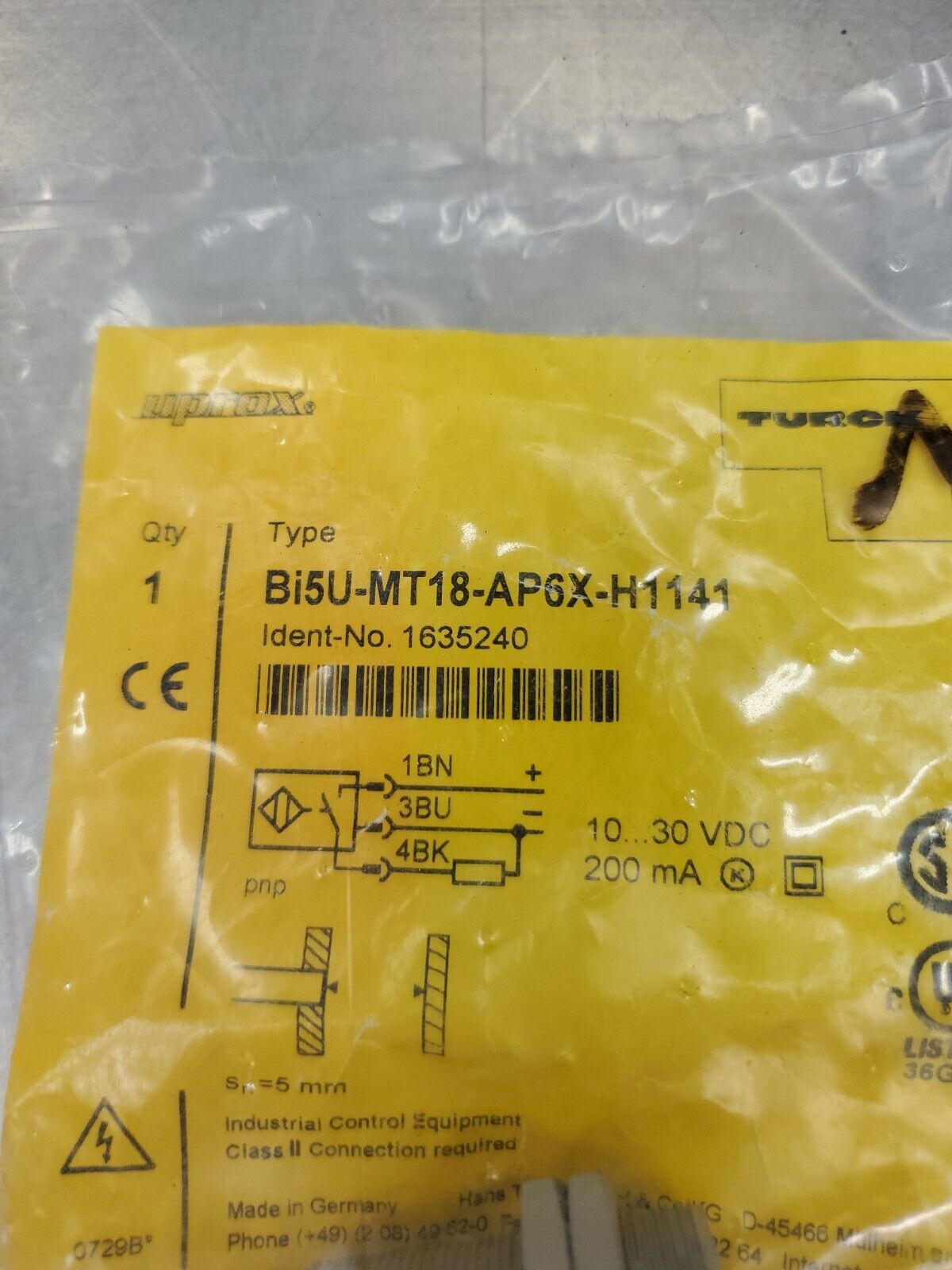 Turck Bi5U-MT18-AP6X-H1141 (Ident-No. 1635240) Proximity Sensor.         5E-36/8