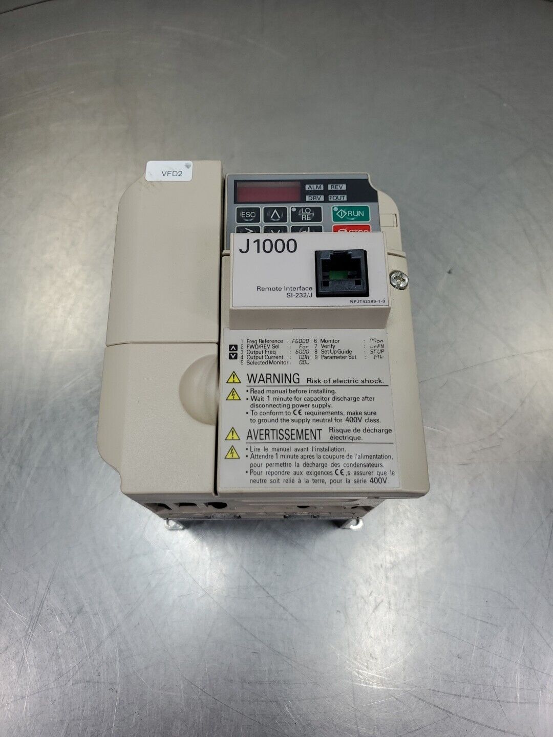 Yaskawa CIMR-JU4A0004BAA 400V 3Phase 4.1A/3.4A Drive w/SI-232/J Module.       1D