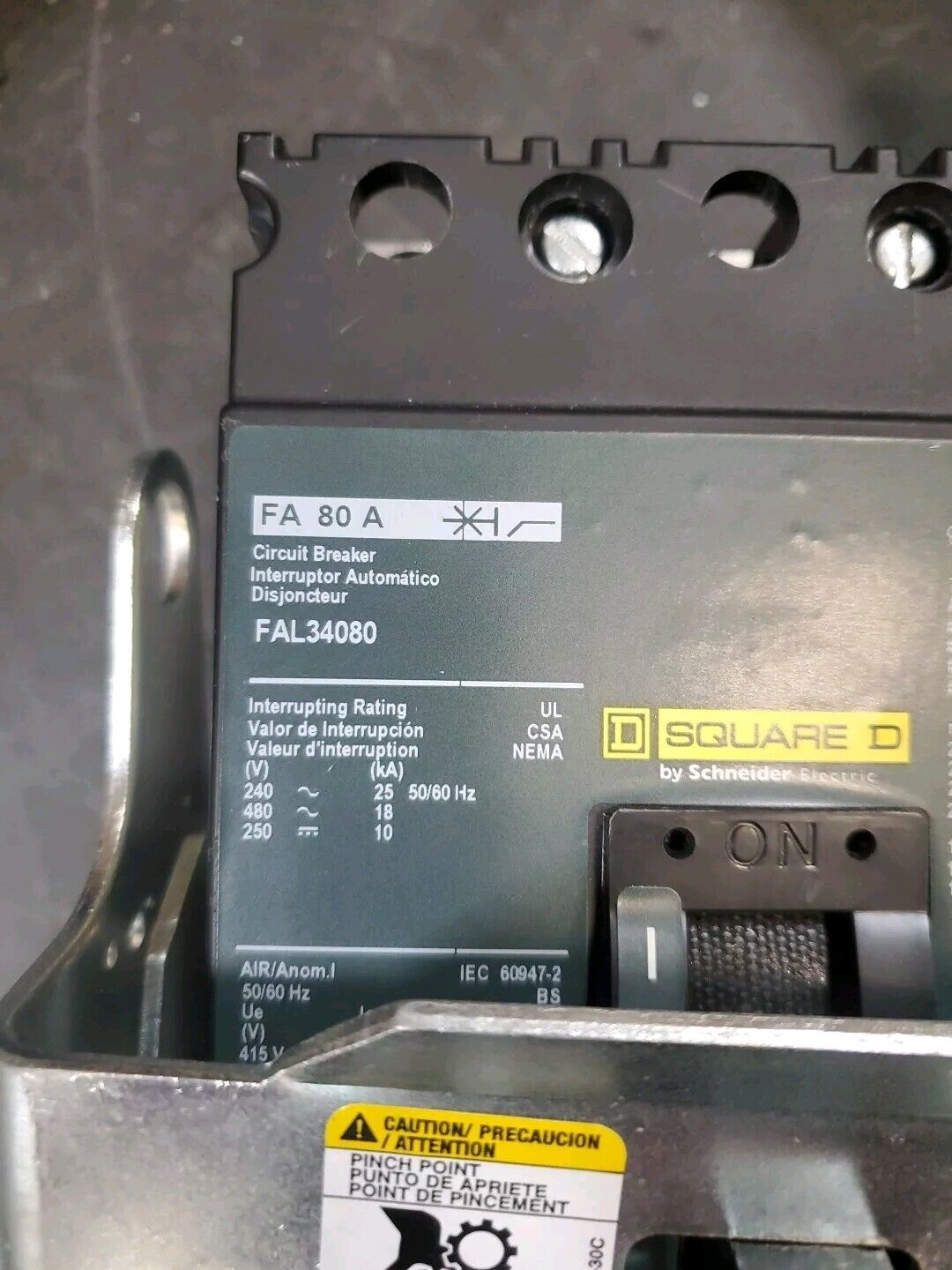 Square D FAL34080 80A Breaker w/Square D 9422CFA30 Cable Mechanism.           1E