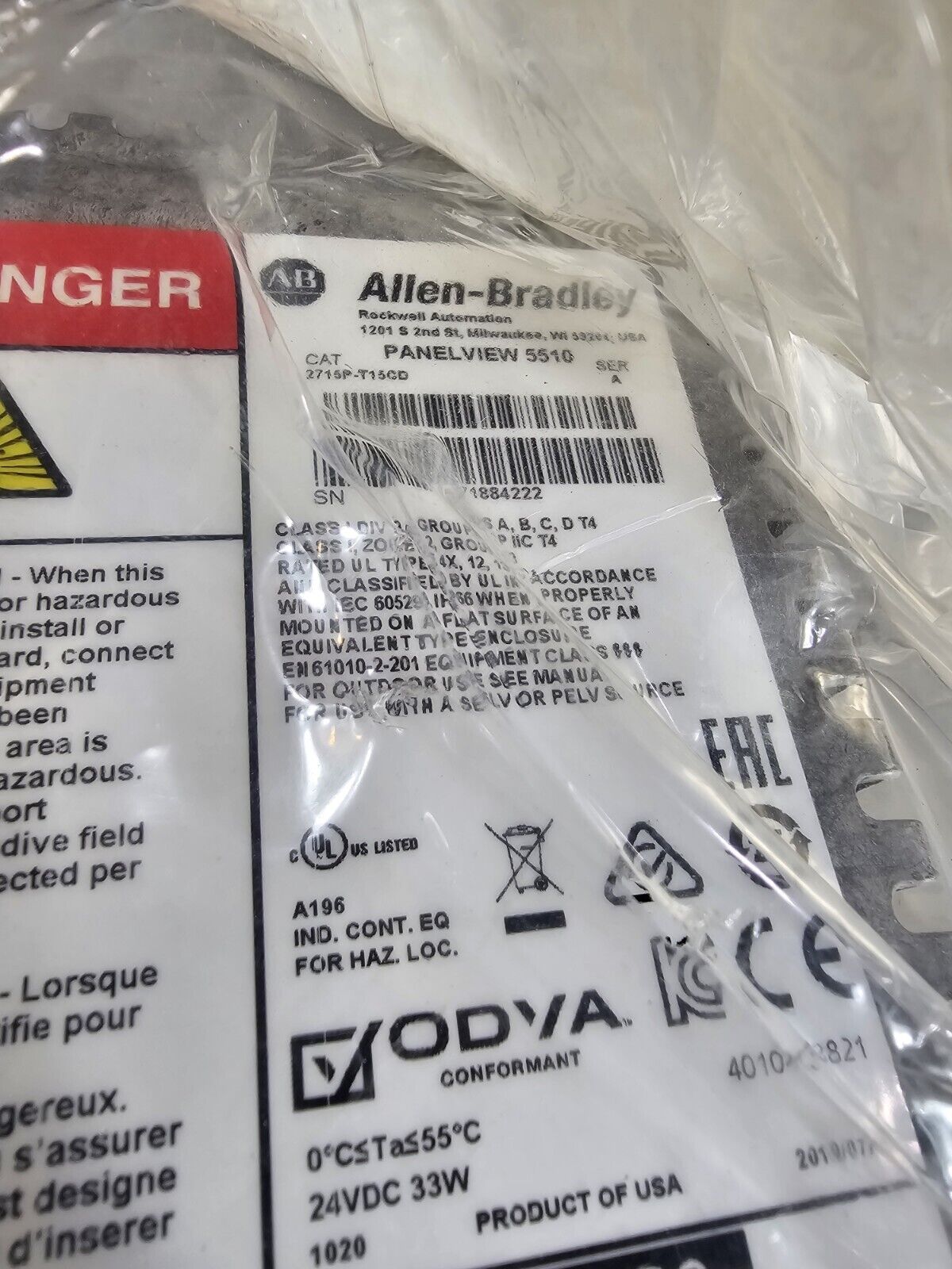 New Allen Bradley 2715P-T15CD Ser A Panelview 5510.      Loc.2C