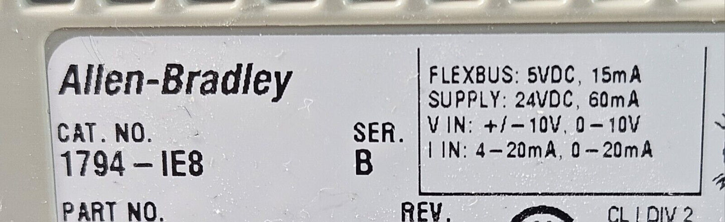 Allen Bradley 1794-IE8 Ser B Flex I/O  Analog Input Module               loc4C20