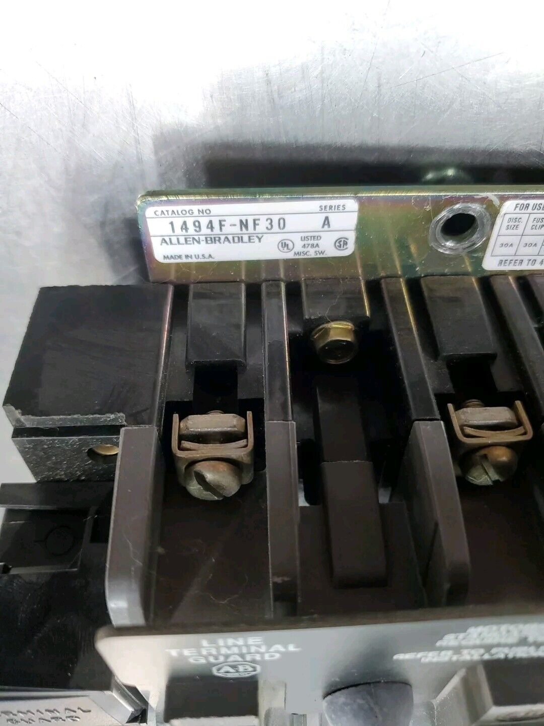 ALLEN BRADLEY 1494F-NF30 SER. A Disconnect Switch.                         1D-22