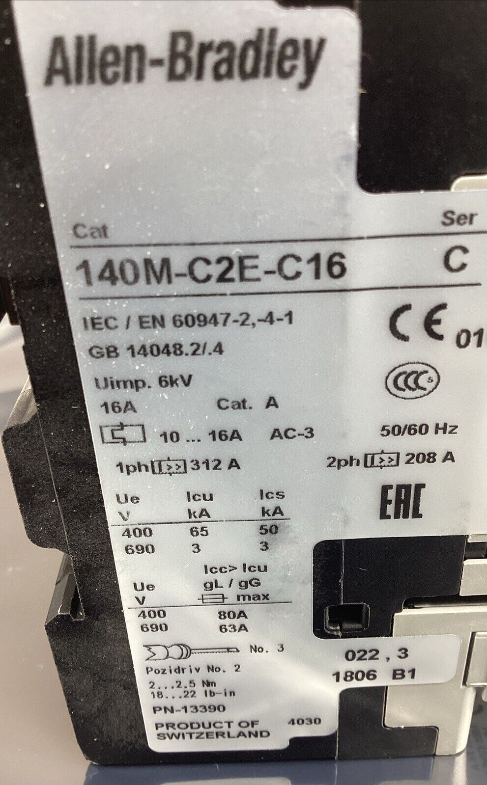 Allen Bradley  140M-C2E-C16 /C  Circuit Breaker  + 140M-C-AFA11 /A      4B-38