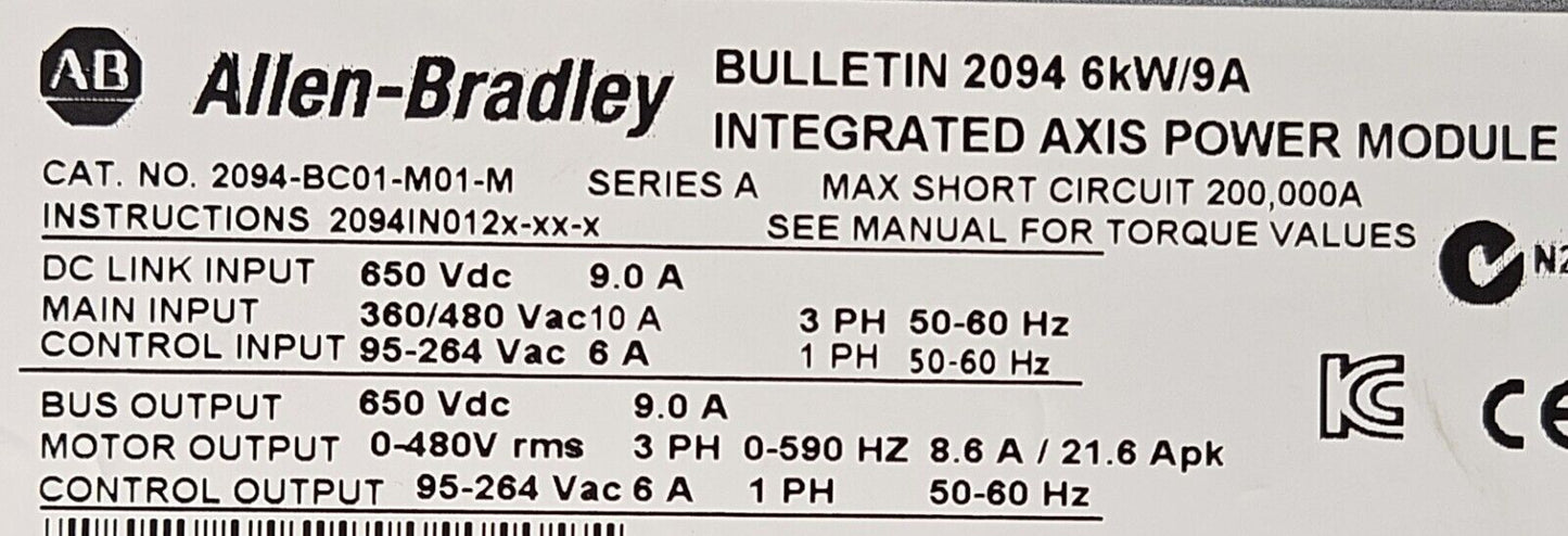 Allen Bradley 2094-BC01-M01-M Power Supply / Servo Drive 6kW             loc1C36