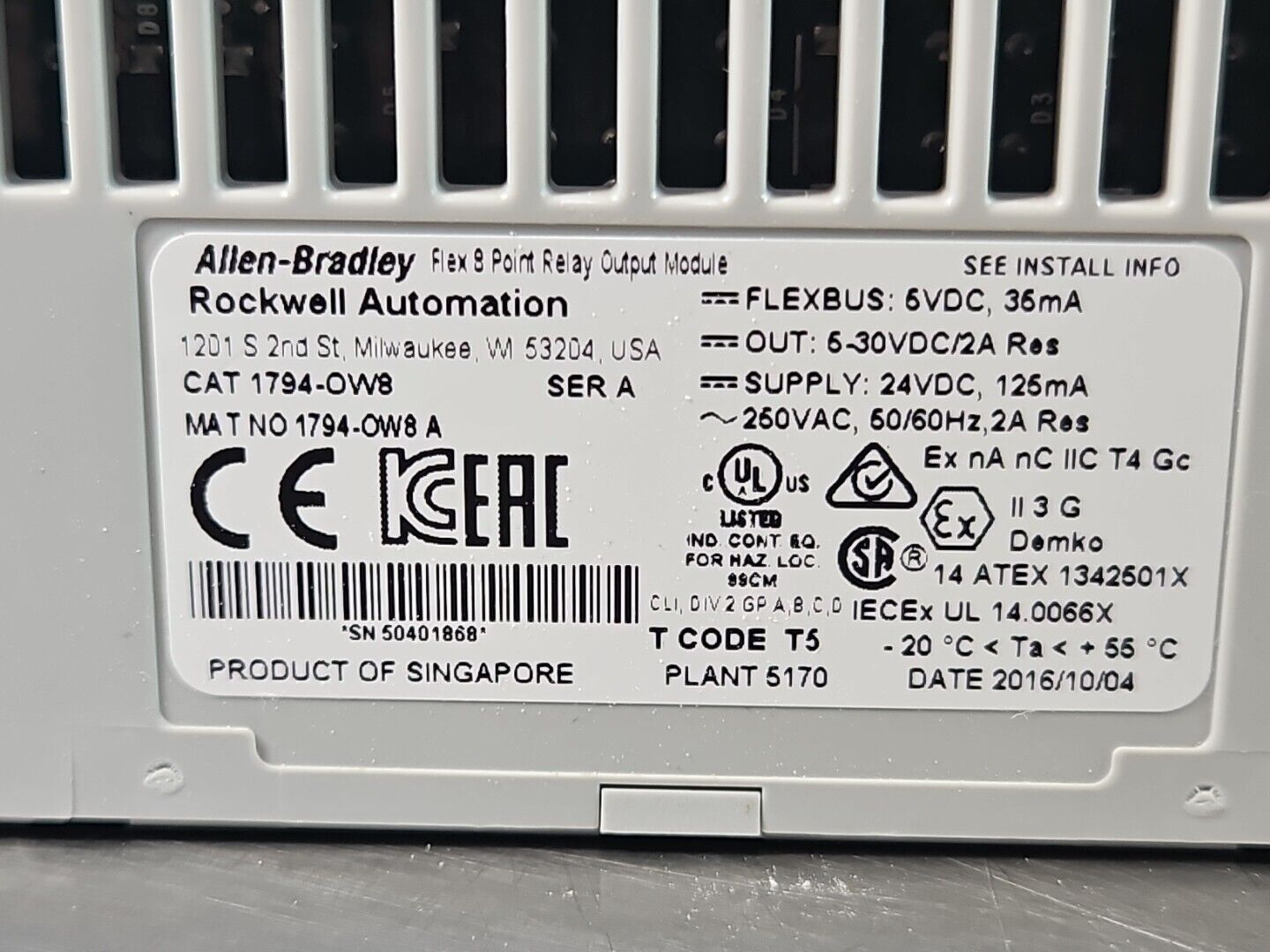 Allen Bradley 1794-OW8 Ser A Flex I/o Output Module                      loc3E37