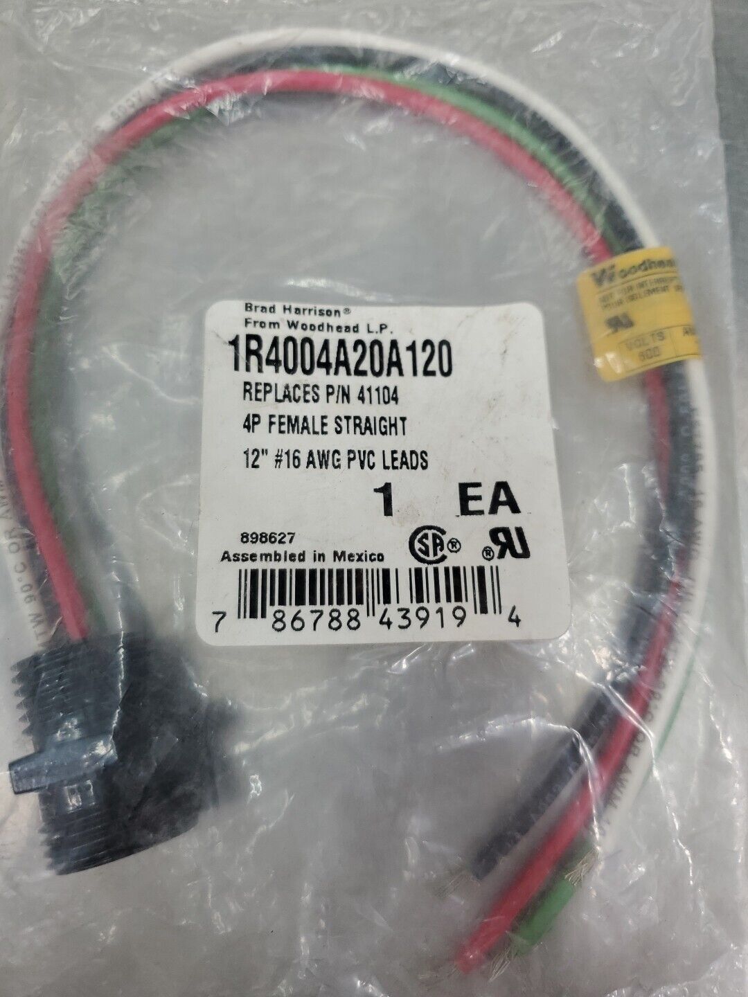 Brad Harrison 1R4004A20A120 4P Female Cable.                             5D-35/9