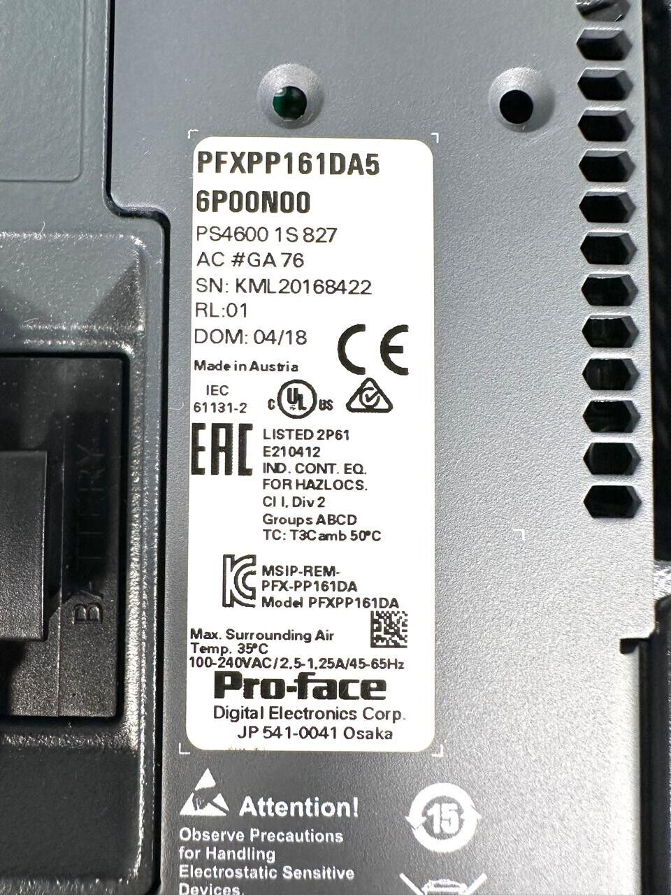 Pro-Face PS4600 1S 827 - PFXPP161DA5 6P00N00  (1B-30)