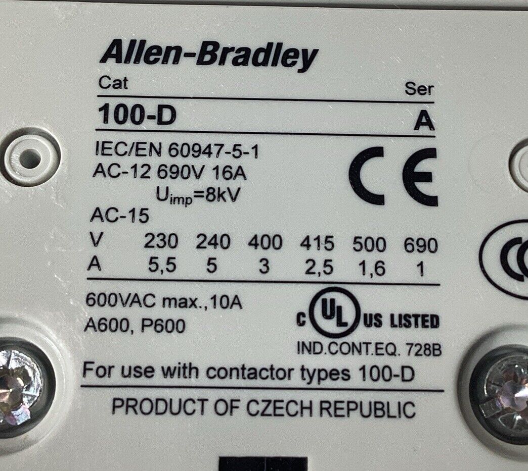 Allen-Bradley  100-D180 /B  Contactor 600VAC 250 Amp      4F