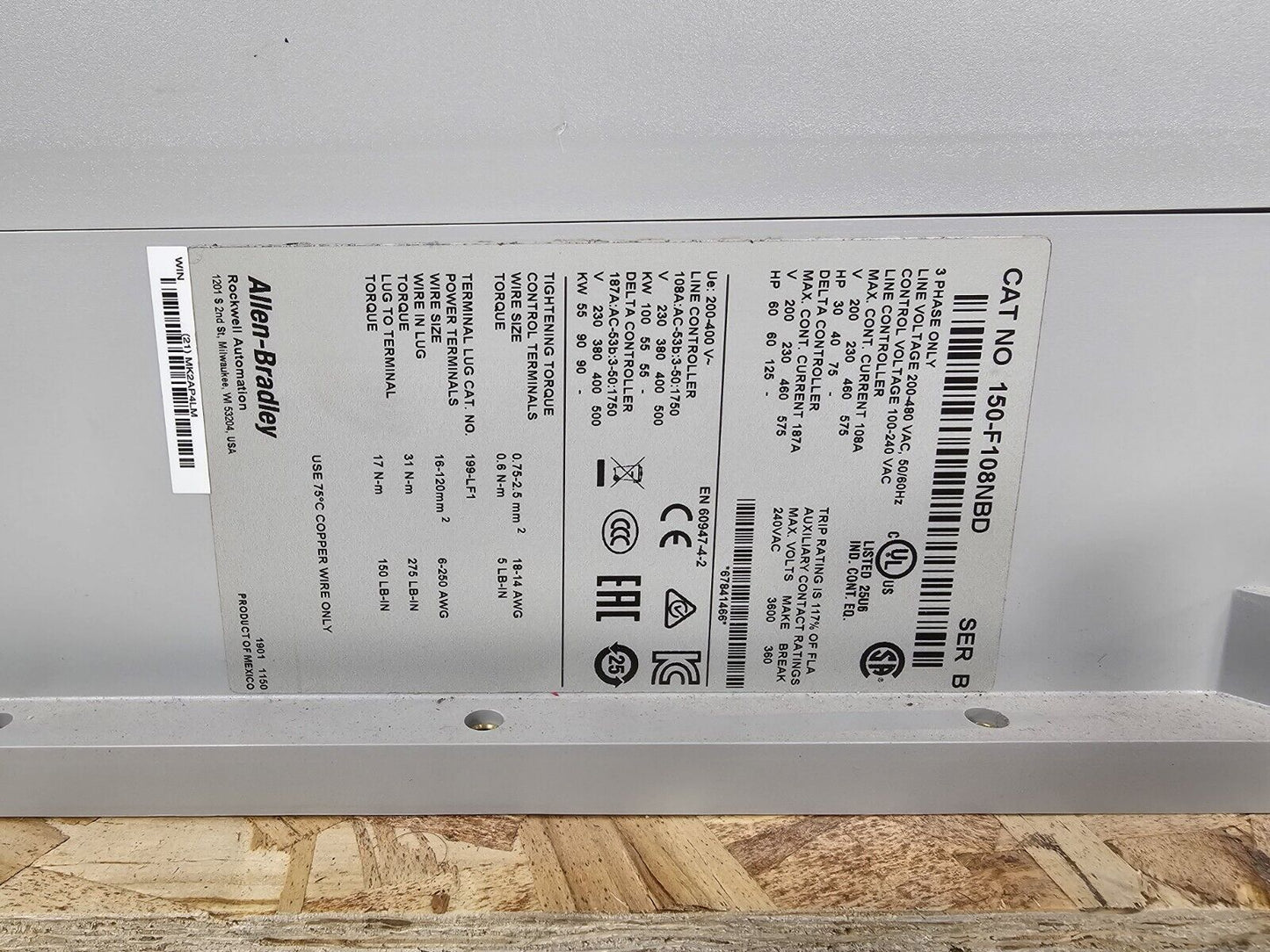 Allen-Bradley 150-F108NBD SMC Flex Smart Motor Controller 150F108NBD Loc.1D04