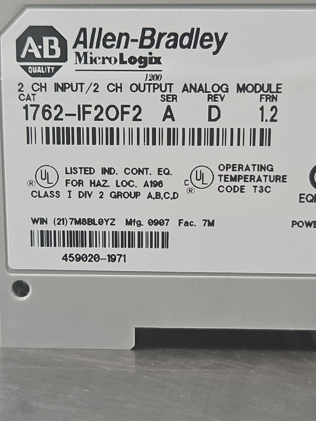 Allen-Bradley 1762-IF2OF2 Ser A MicroLogix 1200 I/O Module               loc3E38