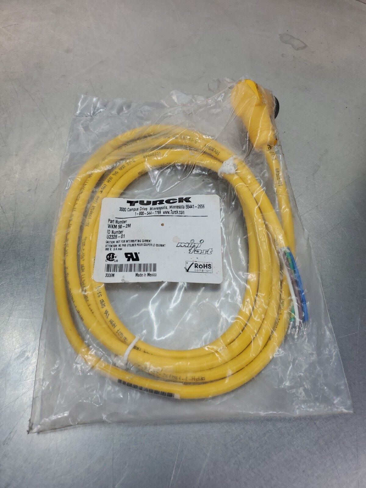 TURCK WKM 50-2M (ID#. U2328-01) Minifast Series Cable.                   5A-12/4