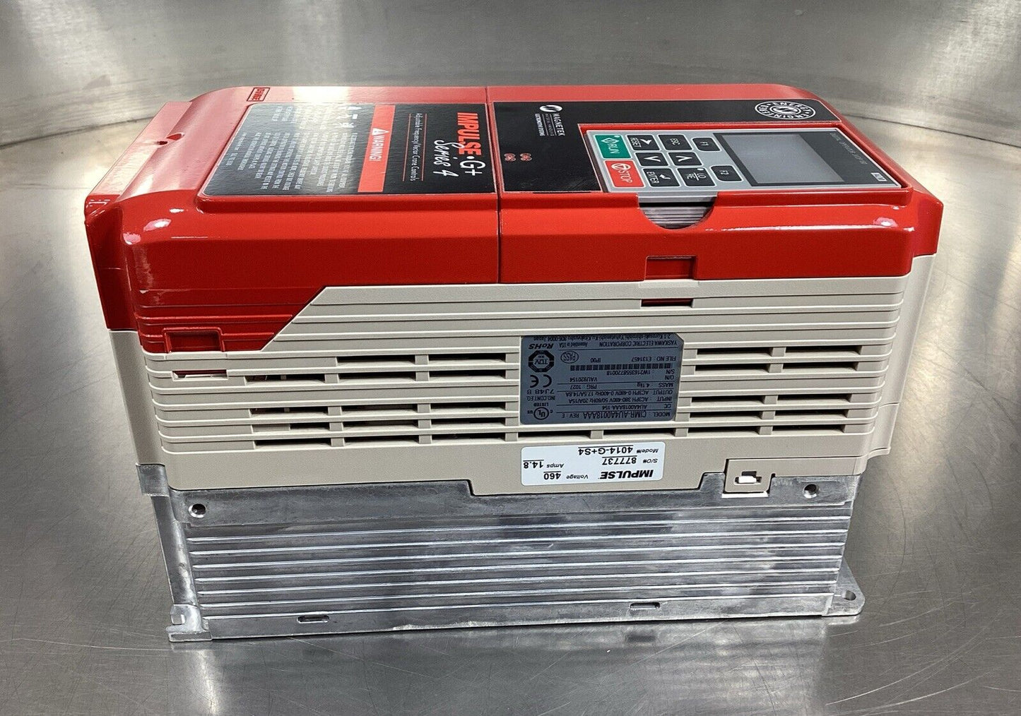 YASKAWA ELECTRIC  CIMR-AU4A0018AAA  Rev. E Out: 0-480VAC 3Ph 0-400Hz     1D-07