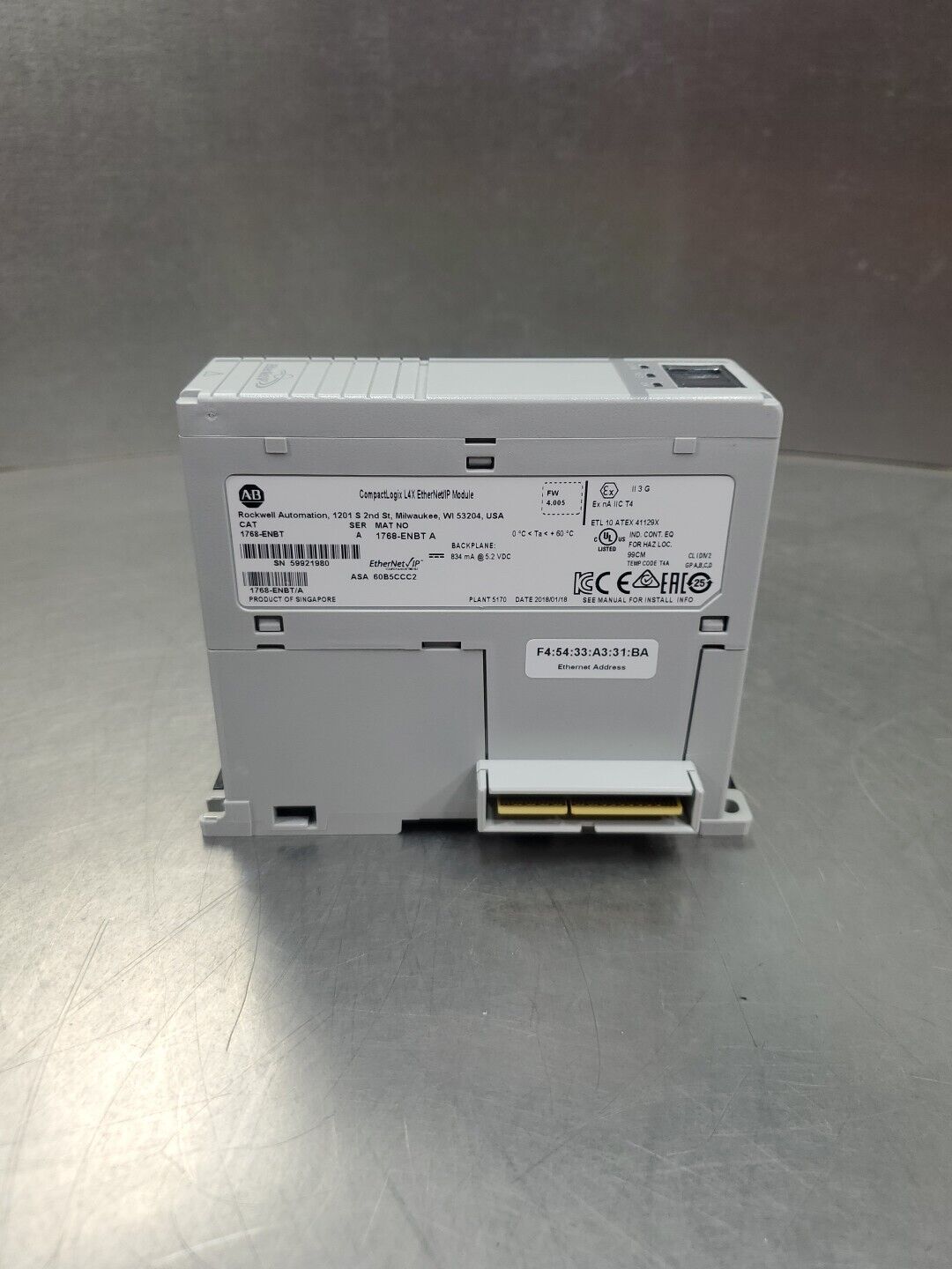 Allen Bradley 1768-ENBT Ser A CompactLogix L4X EtherNet/IP Module.         3C-27