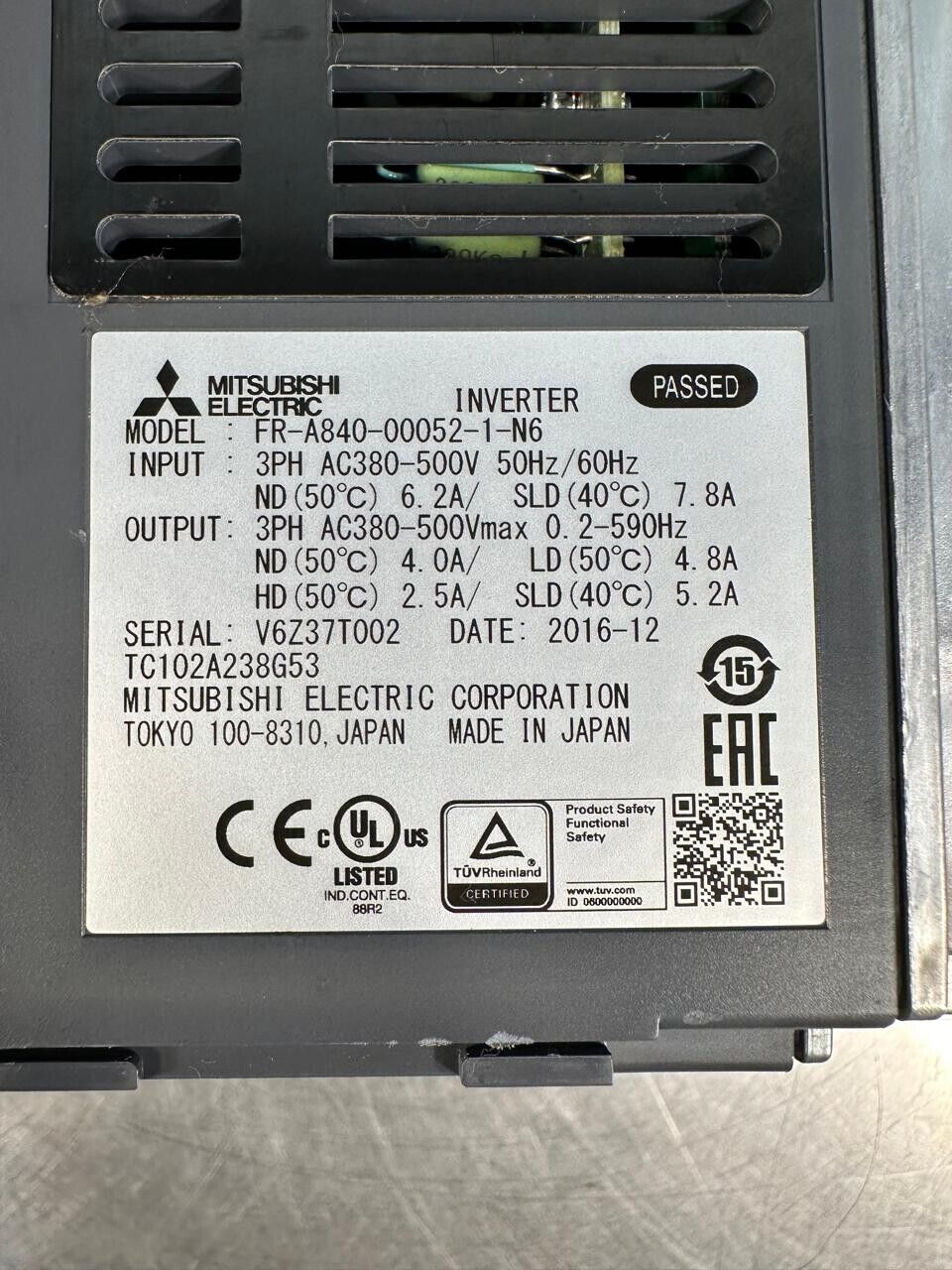 Mitsubishi A800 FR-A840-00052-1-N6  3Ph Ac380-500v 50hz-60hz     (1D-01)