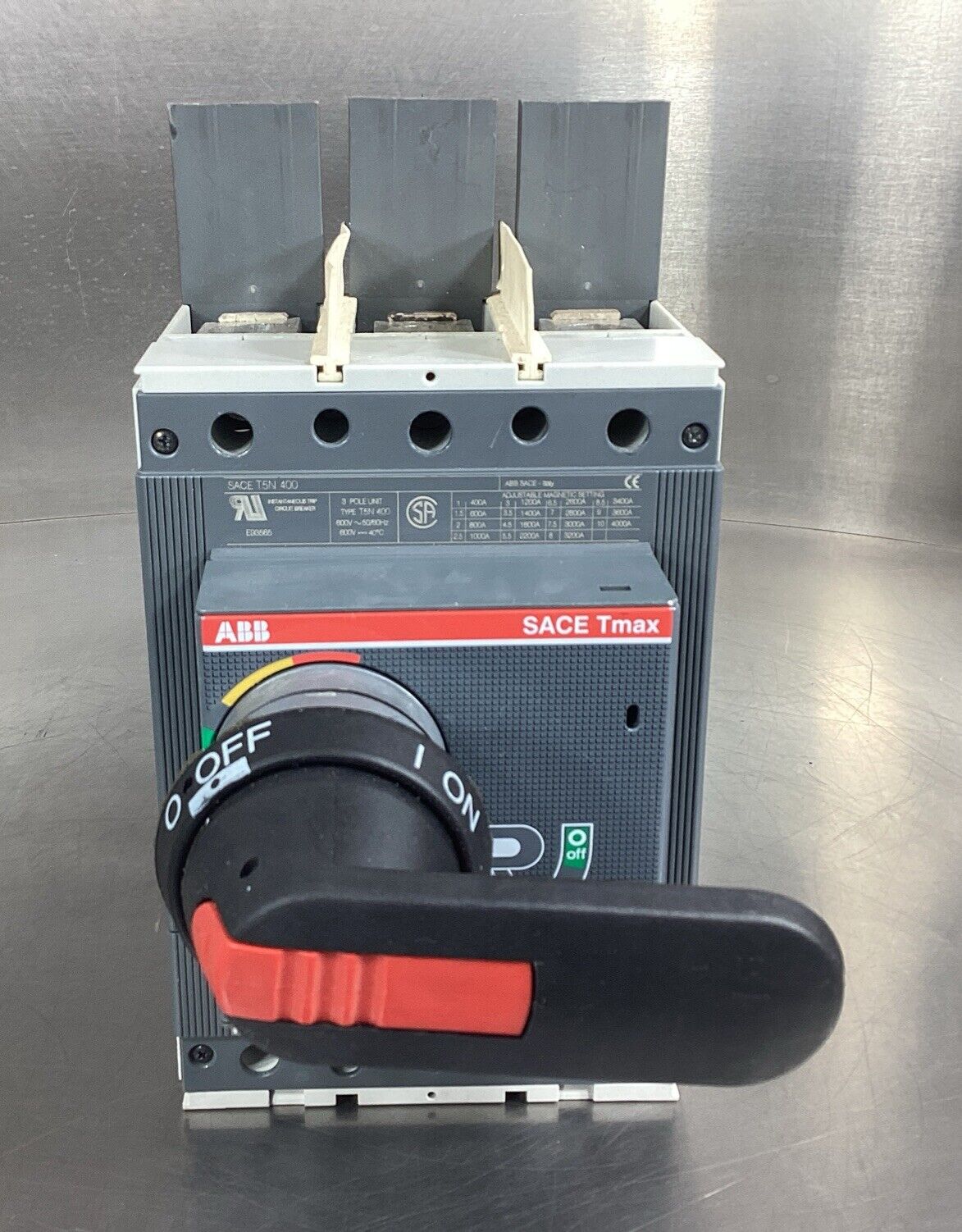 ABB  T5N400  SACE Tmax Circuit Breaker 400A 600V 3 Pole     4B