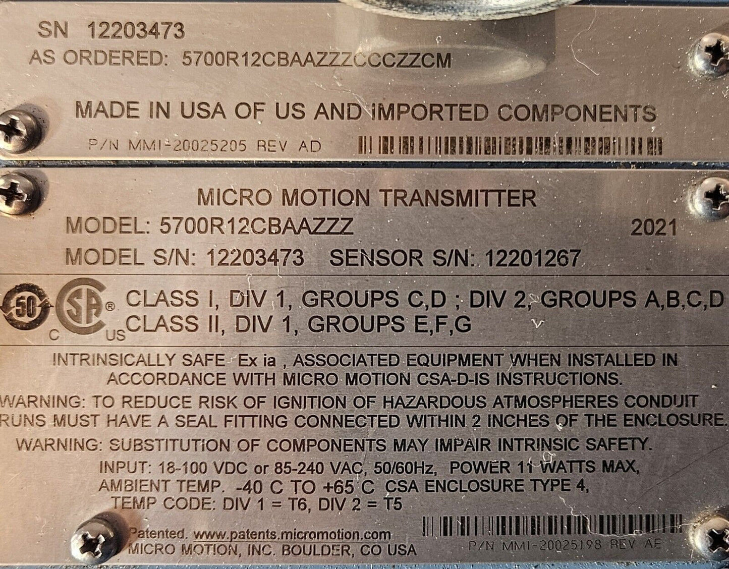 Micro Motion 5700R12CBAAZZZ Motion Transmiter                            loc6C10