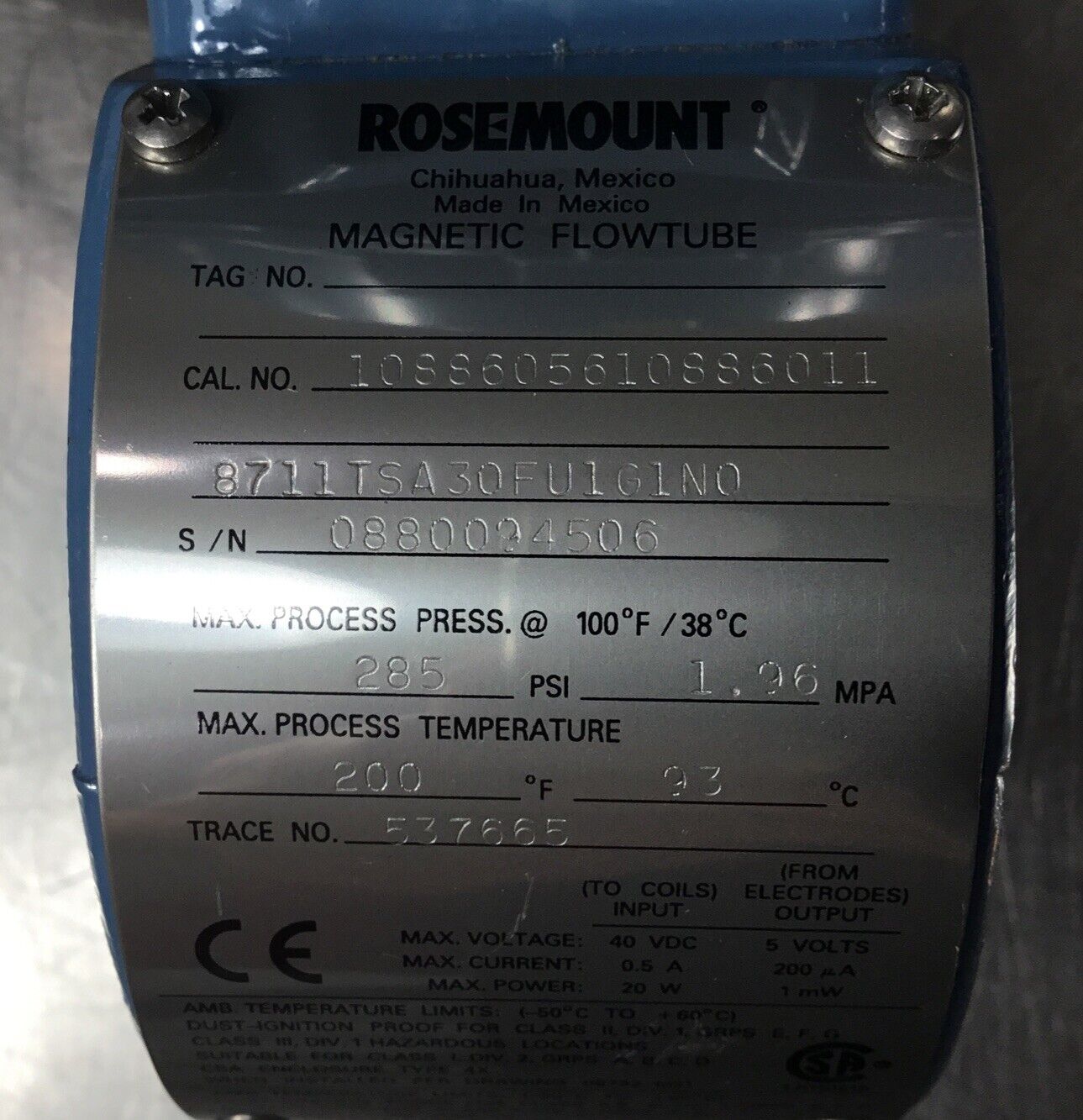 Rosemount  8711TSA30FU1G1N0  Flow Tube & 8732C T12N0M4 Flowmeter     6B-3