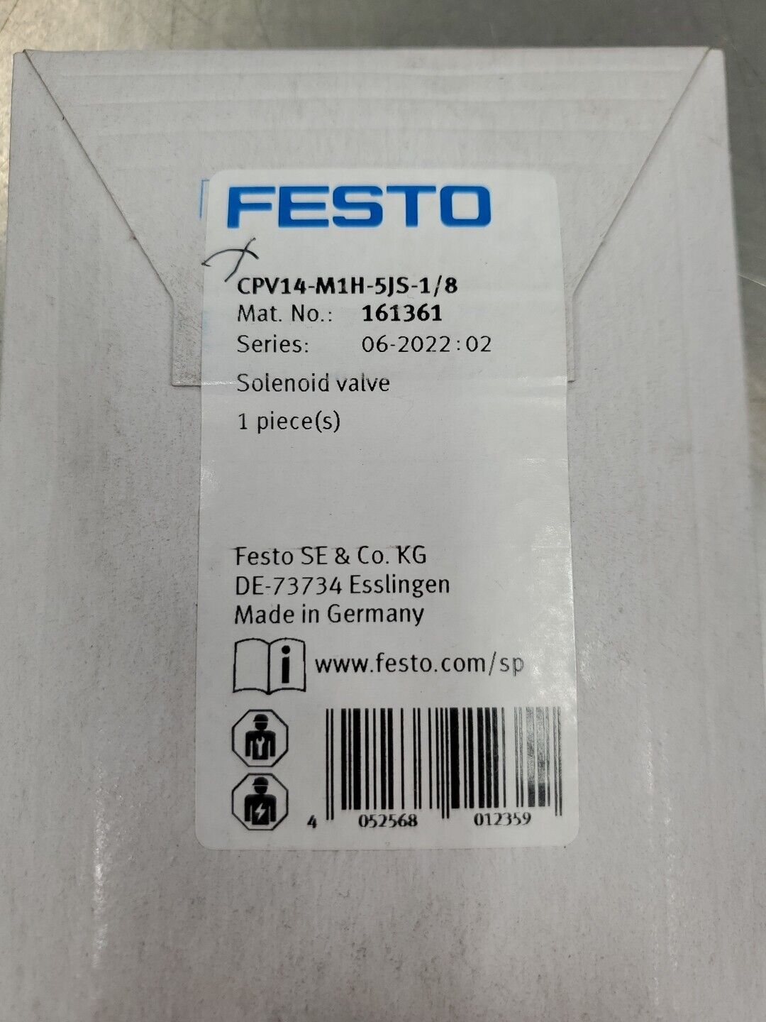 FESTO CPV14-M1H-5JS-1/8 Solenoid Valve, (161361)                            6B-3