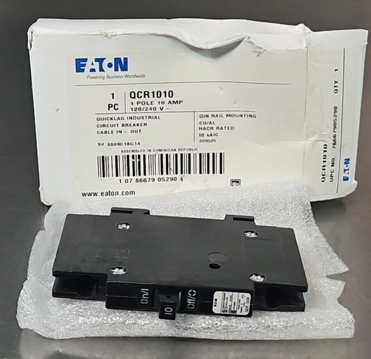 Eaton QCR1010 1 Pole 10 Amp 120/240 V Circuit Breaker     (BIN3.4.4)