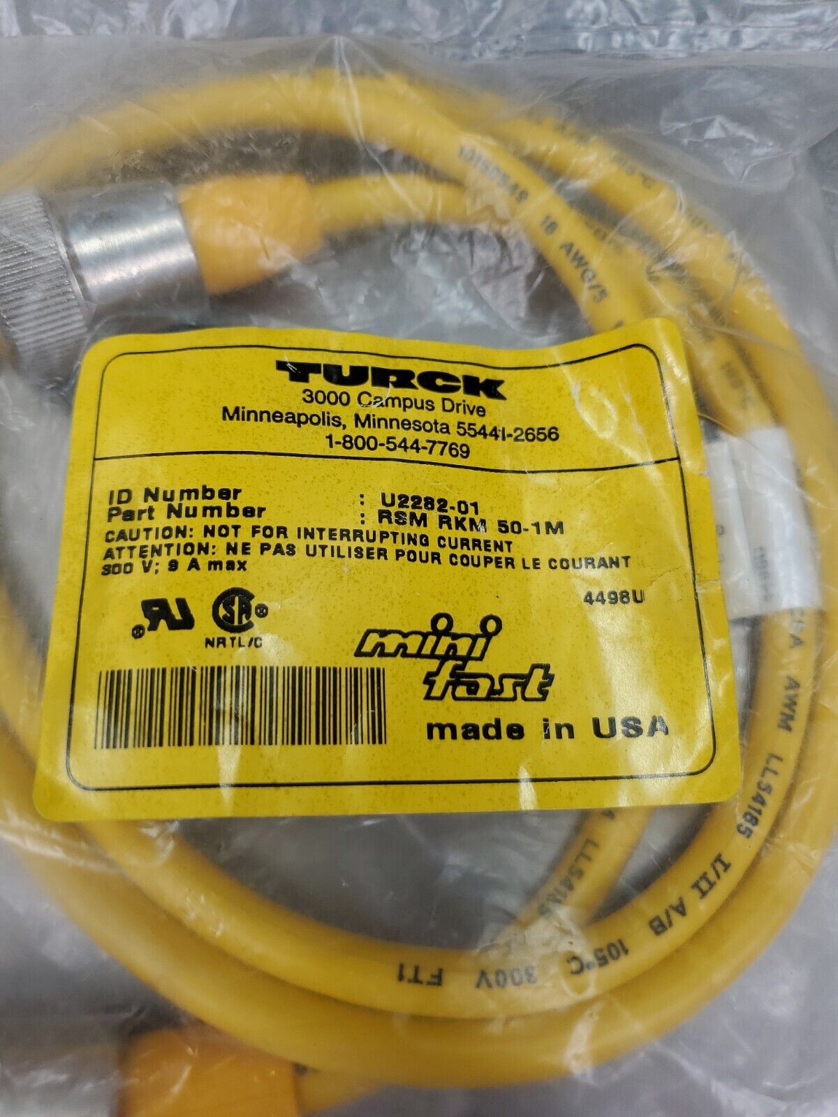 TURCK RSM RKM 50-1M (ID-No. U2282-01) Cordset                              5A-12