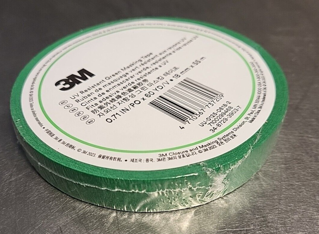 3M UV  UU 0125-0618-2  Resistant Green Masking Tape  18mmx55m  (BIN 3.4.4)