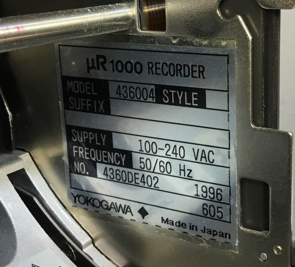 Yokogawa 436000 UR1000 Temperature Chart Recorder                          5E-38