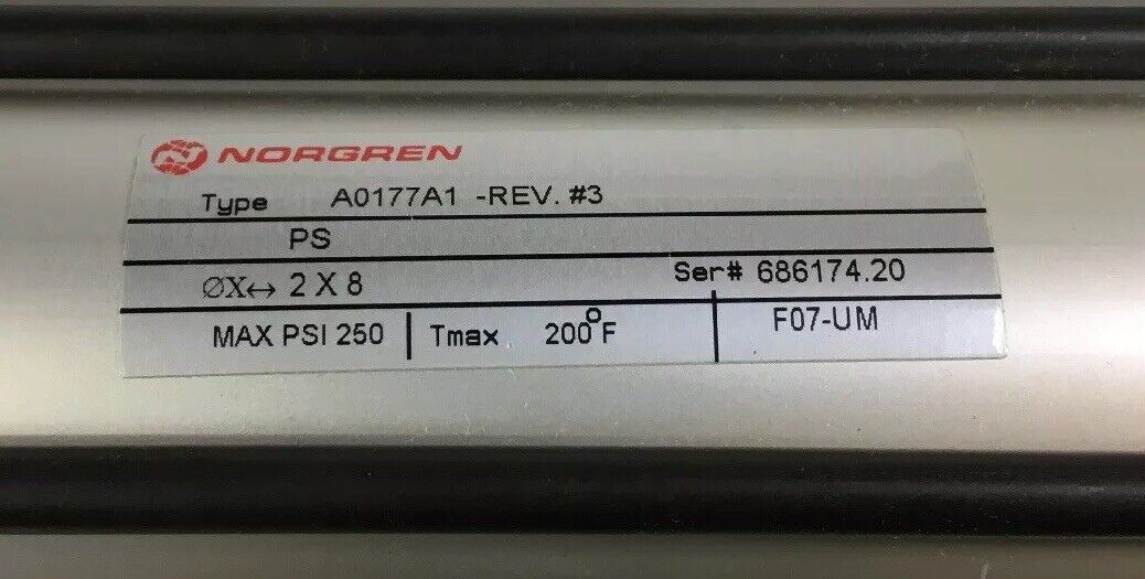 NORGREN A0177A1PS-2X8 Air Cylinder Max PSI 250.                             6D-4