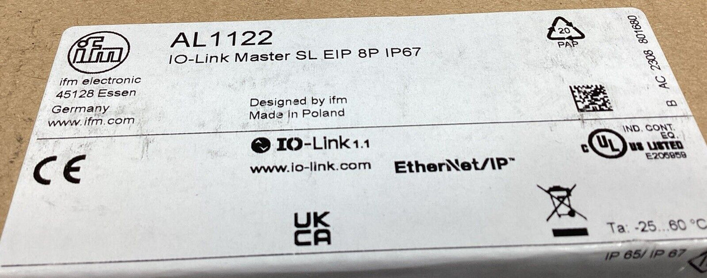 IFM  AL1122  IO LINK MASTER for Ethernet/IP. SL EIP  8PORT IP67        3C-21