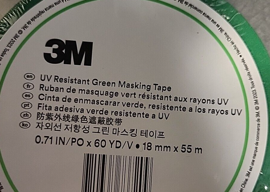 3M UV  UU 0125-0618-2  Resistant Green Masking Tape  18mmx55m  (BIN 3.4.4)