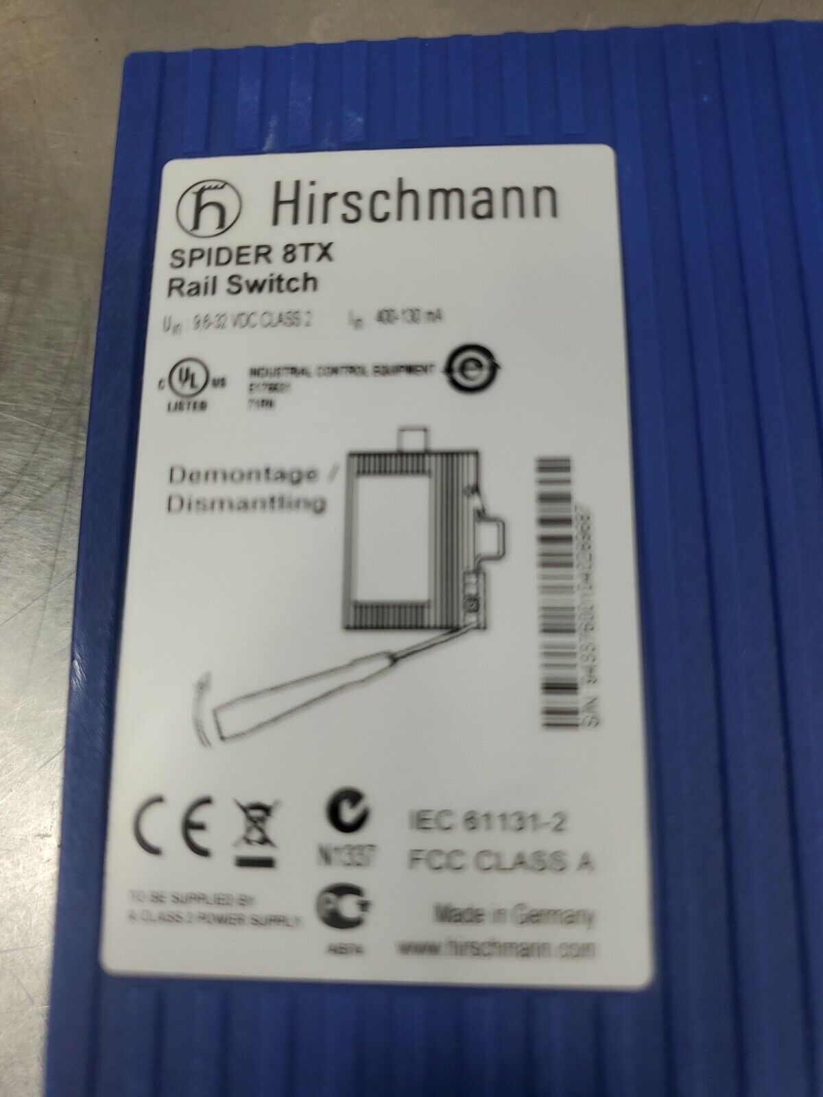 Hirschmann Spider 8TX IEC 61131-2 Rail Switch 8-Port.                       5C-4