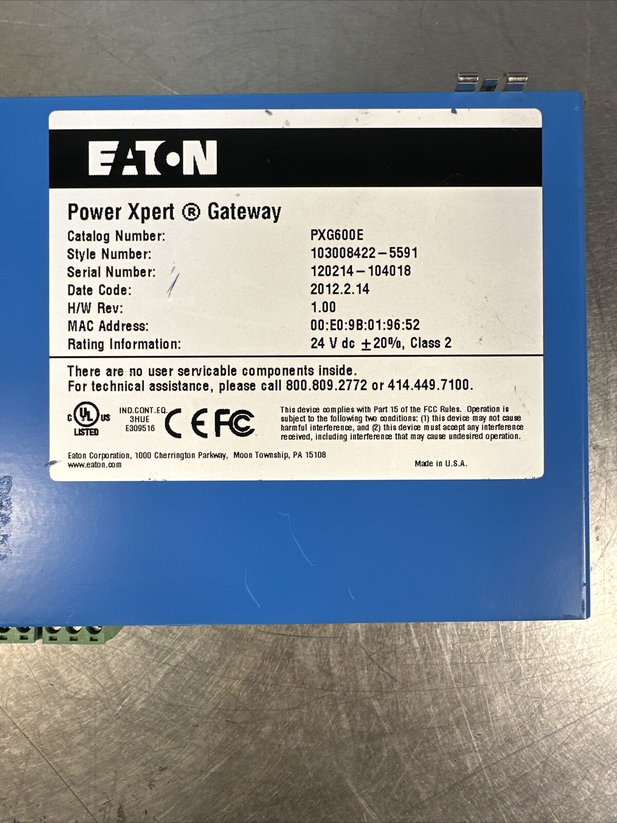 PXG600E Eaton 24VDC Gateway Power Xpert  (BIN-3.4.5)