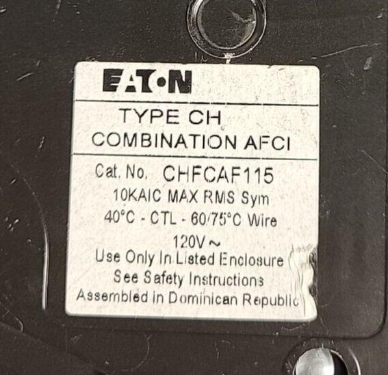 Eaton  CHFCAF115  Hammer Circuit Breaker 15 Amp 1 Pole 120V  (BIN 3.5.1)