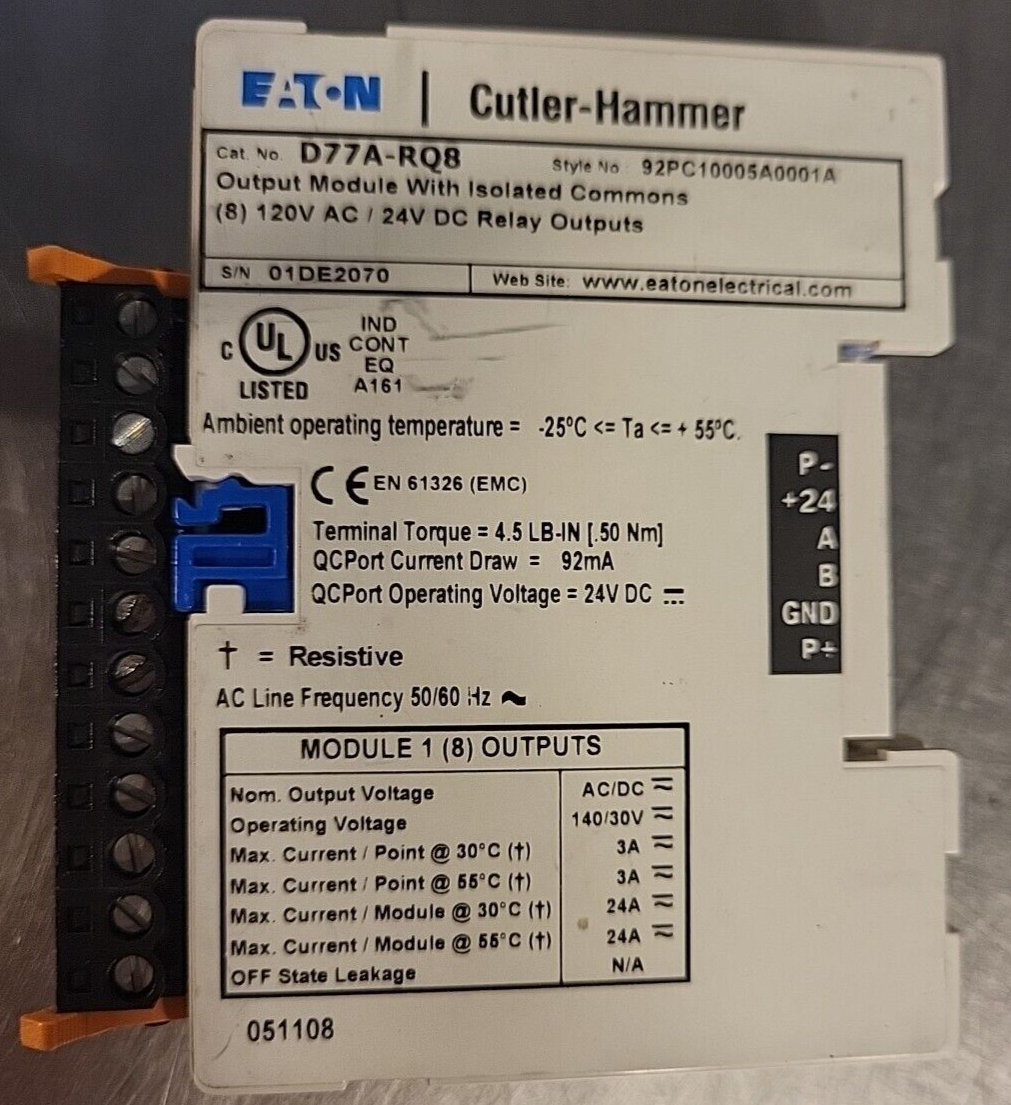 Eaton/Cutler-Hammer  D77A-RQ8 Output Module (BIN 3.5.1)