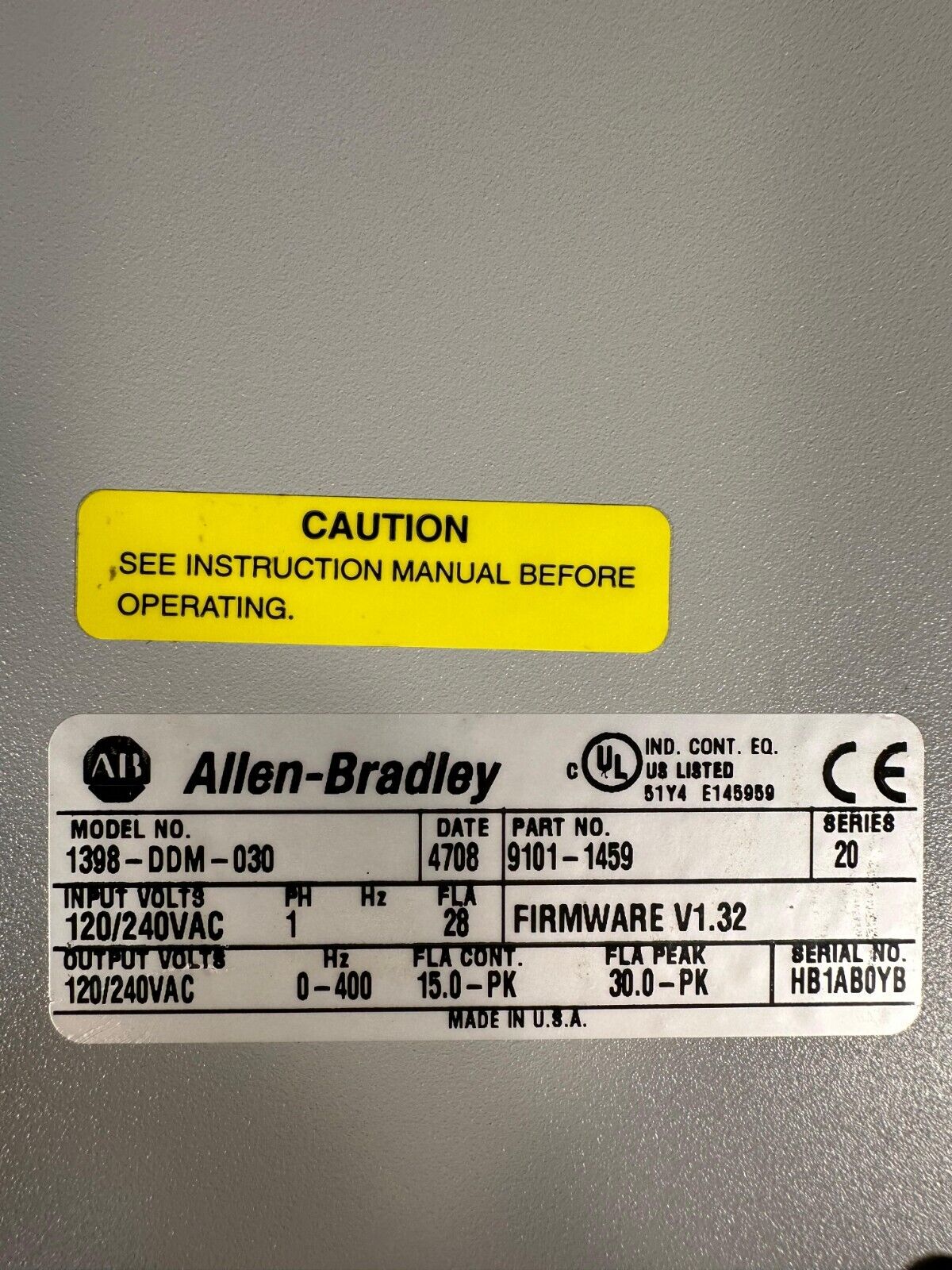 Allen Bradley 1398-DDM-030 Universal Digital  9101-1459  Ser. 20 (1C-26)