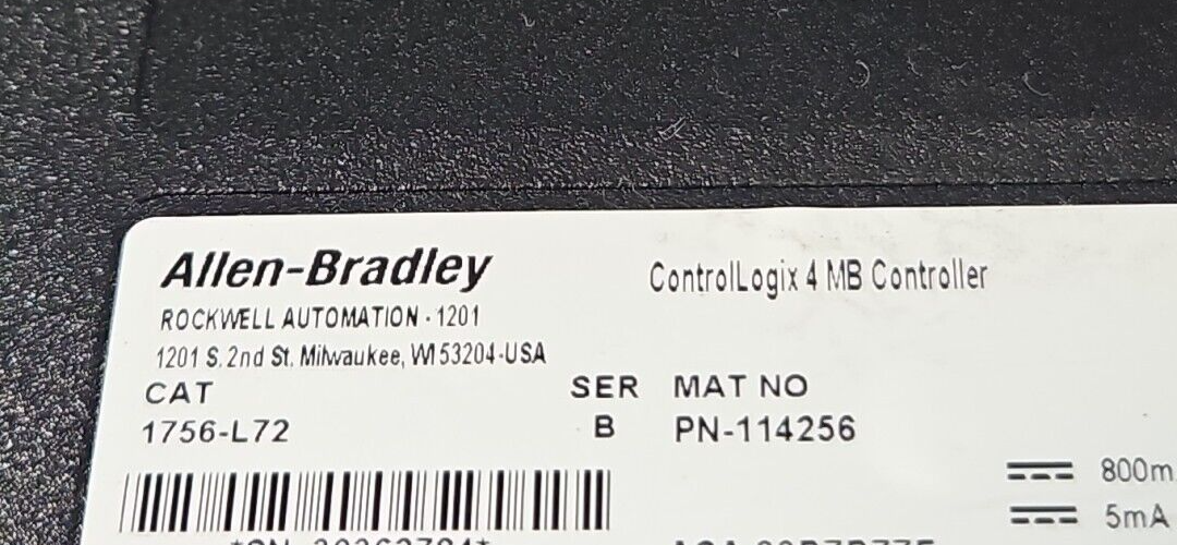 Allen Bradley 1756-L72  Ser B  Logix5572                                 loc3E31