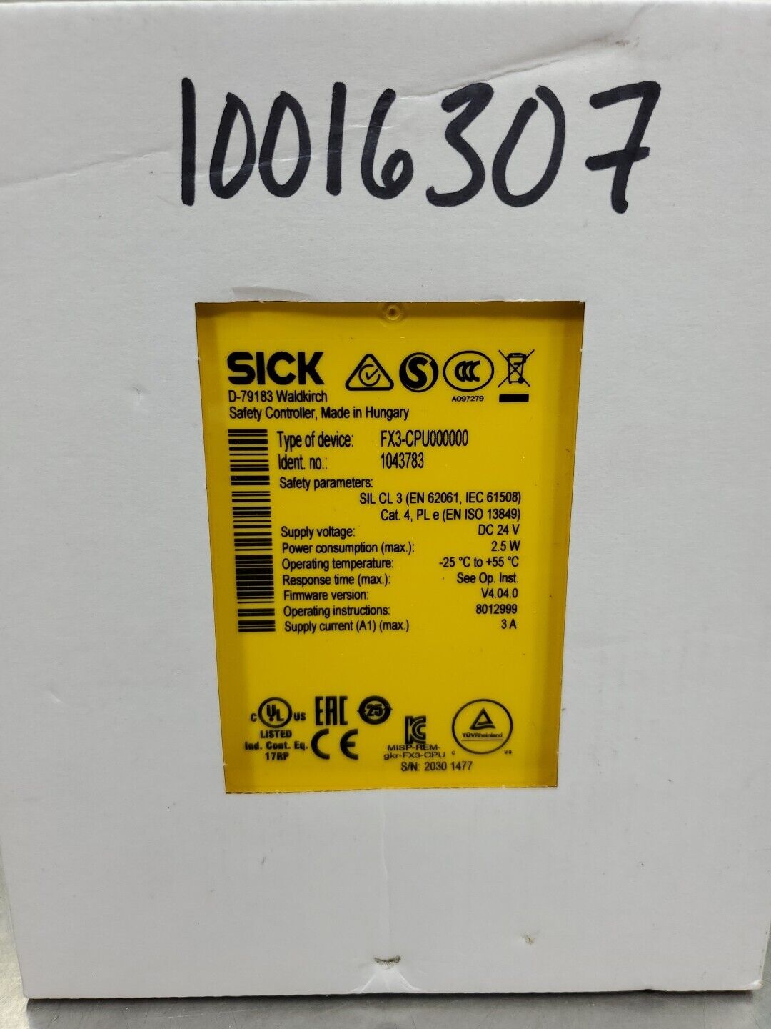 SICK FX3-CPU000000 Safety Main Module, (1043783) 24VDC 3A.                 5D-33