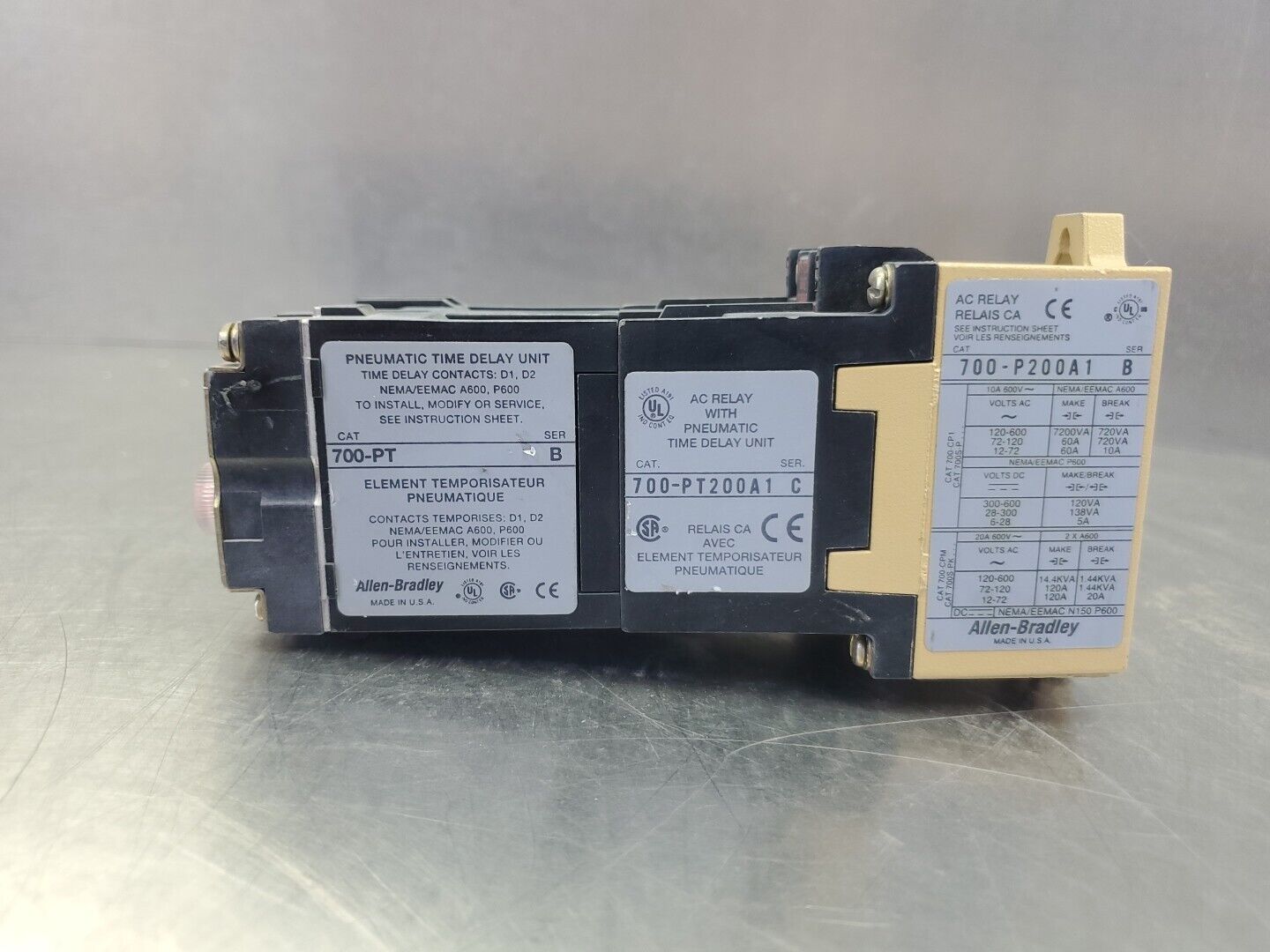 ALLEN BRADLEY 700-PT200A1/C CONTROL RELAY PNEUMATIC TIMER.                 4D-34