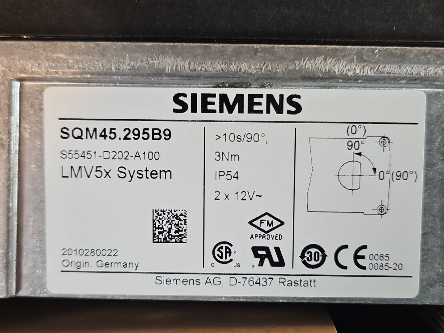 Siemens SQM45.295B9 Combustion Actuator                                  loc1C41