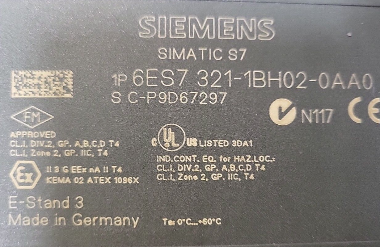 Siemens    6ES7  321 -1BH02  -  0AA0       Simatic S7    (BIN 3.5.1)