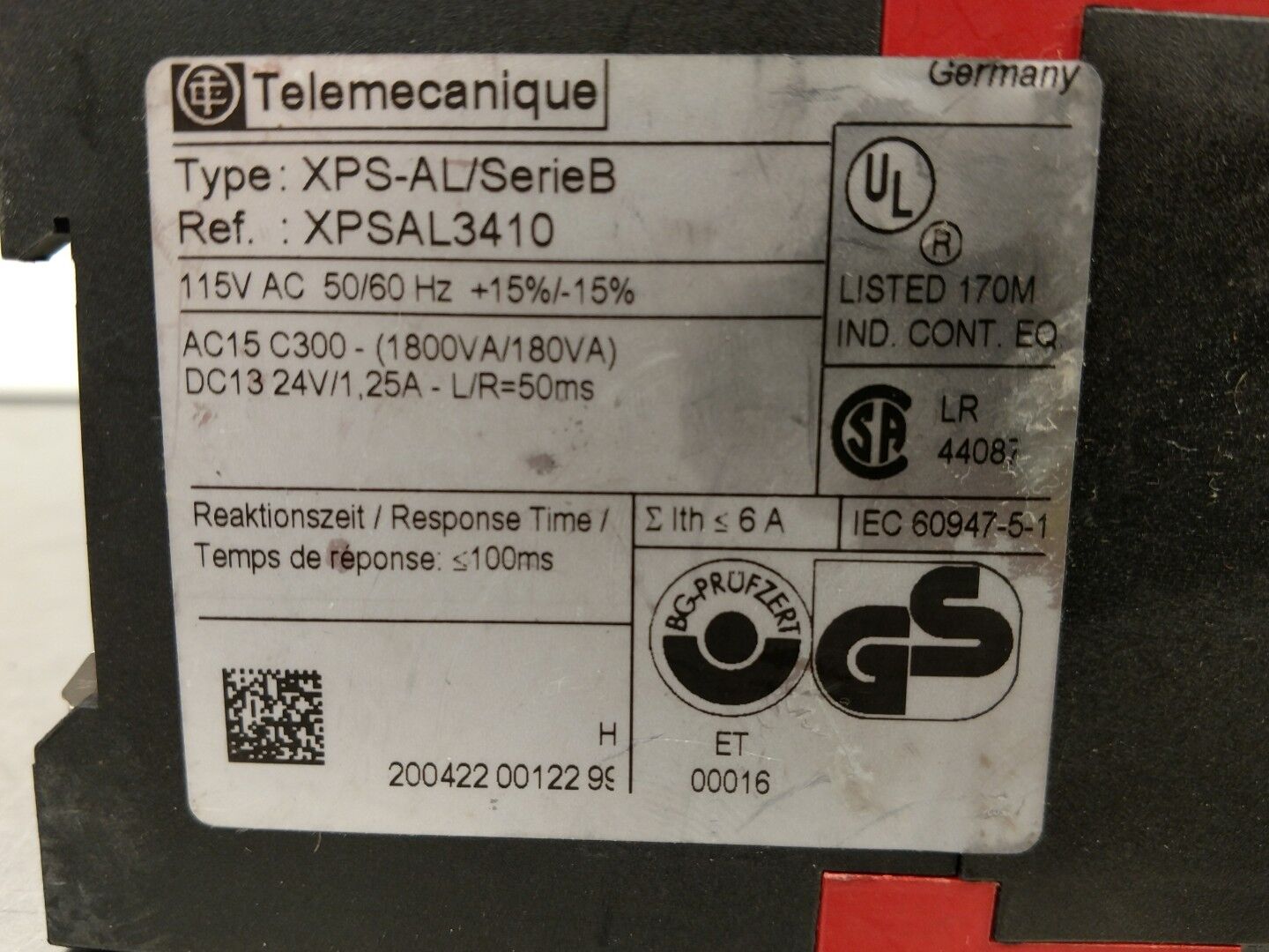 TELEMECANIQUE XPS-AL/SerieB PREVENTA Relay, (XPSAL3410)                     5B-3