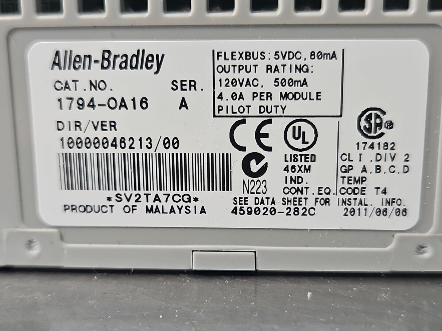 Allen Bradley 1794-OA16 Ser A Flex I/o Output Module                     loc3E36