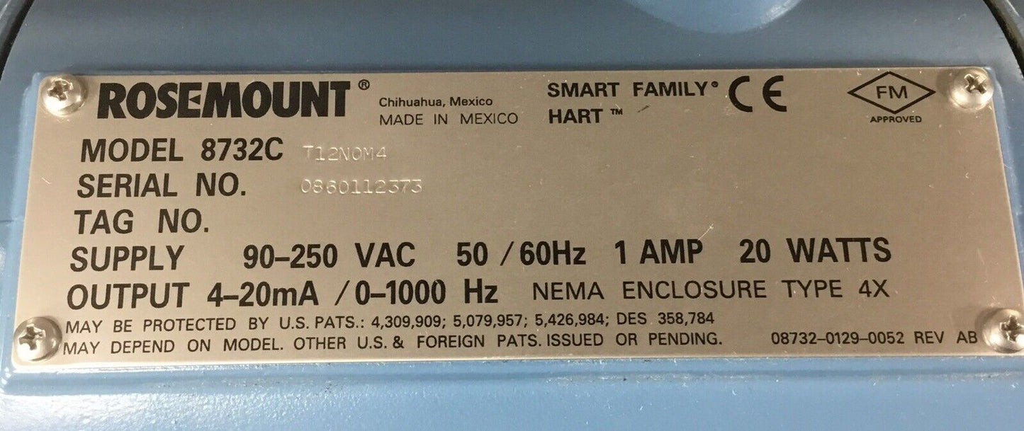 Rosemount  8711TSA30FU1G1N0  Flow Tube & 8732C T12N0M4 Flowmeter     6B-3